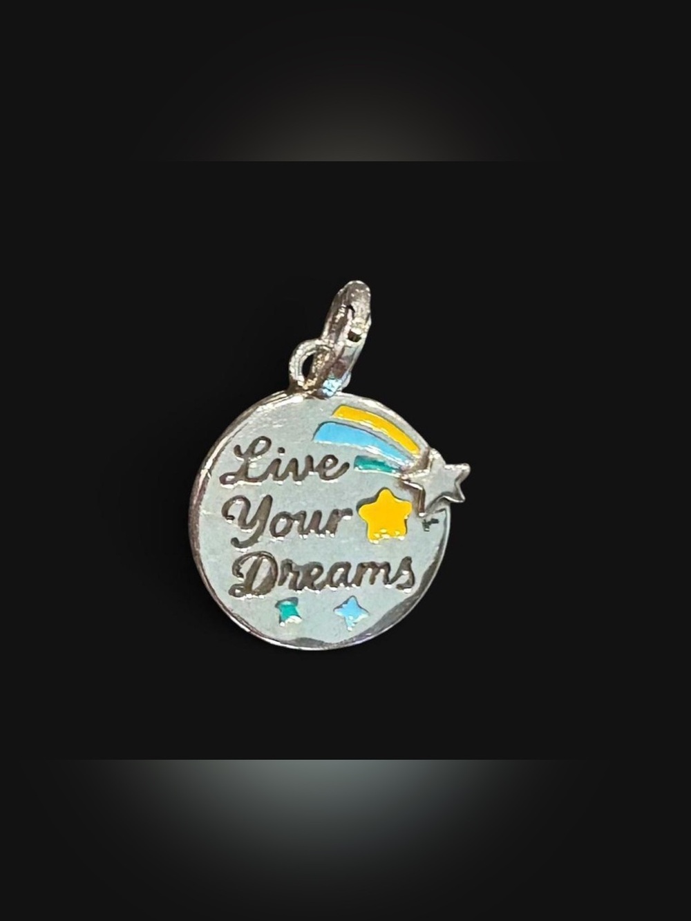 Live Your Dreams Stamped 925 Sterling Silver Pendant Charm